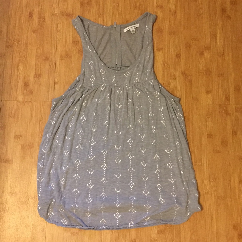 Grey tank top with silver pattern, American Eagle